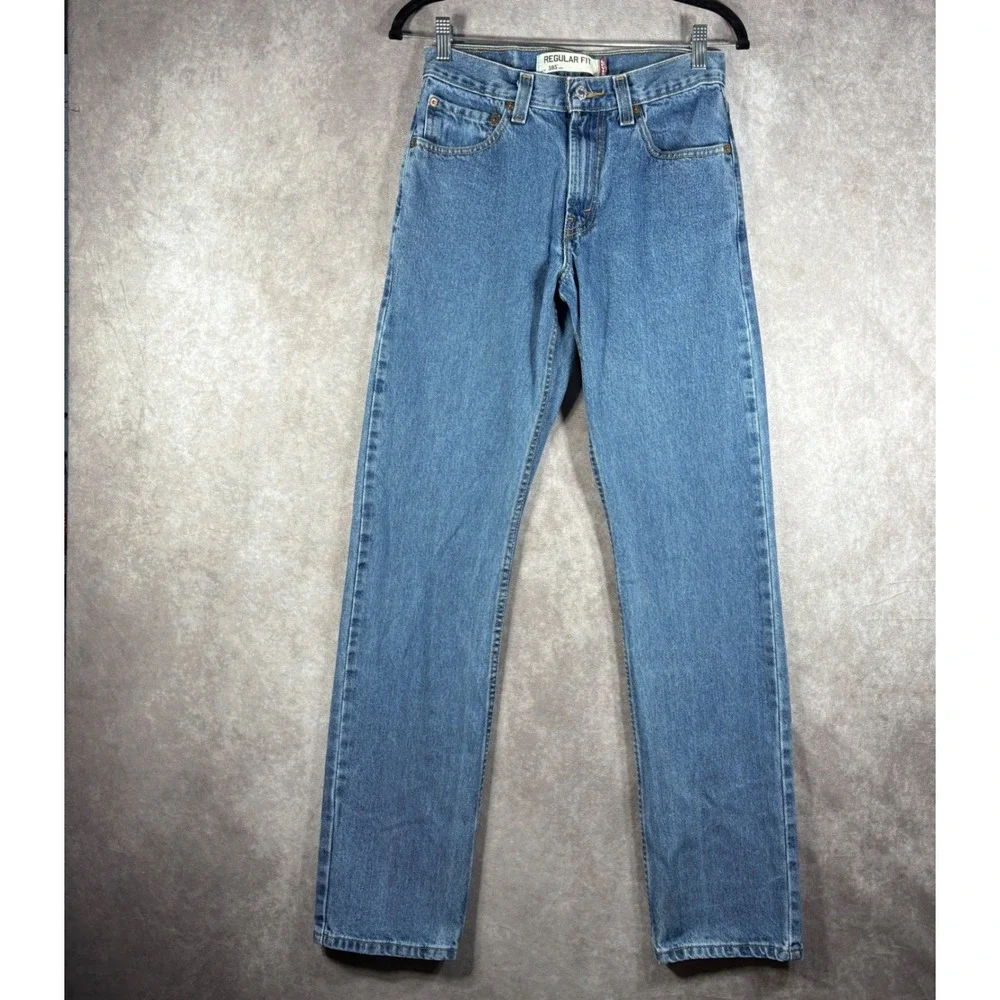 Levis Jeans Men 28x34 Blue 505 Regular Fit Straight Leg Denim Casual Everyday